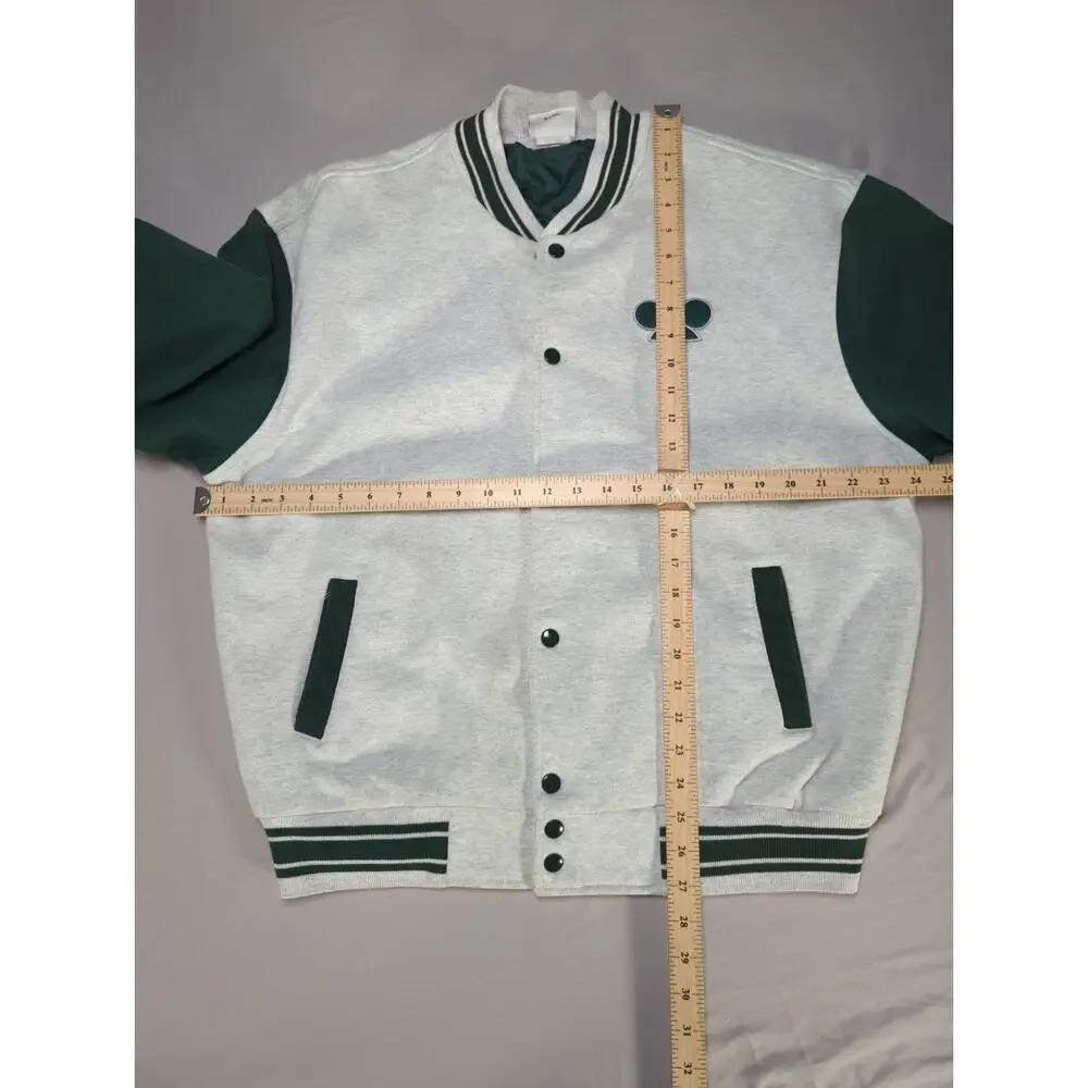 VTG Disney Mickey & Co Varsity Jacket Green White Button Up Spellout Size L